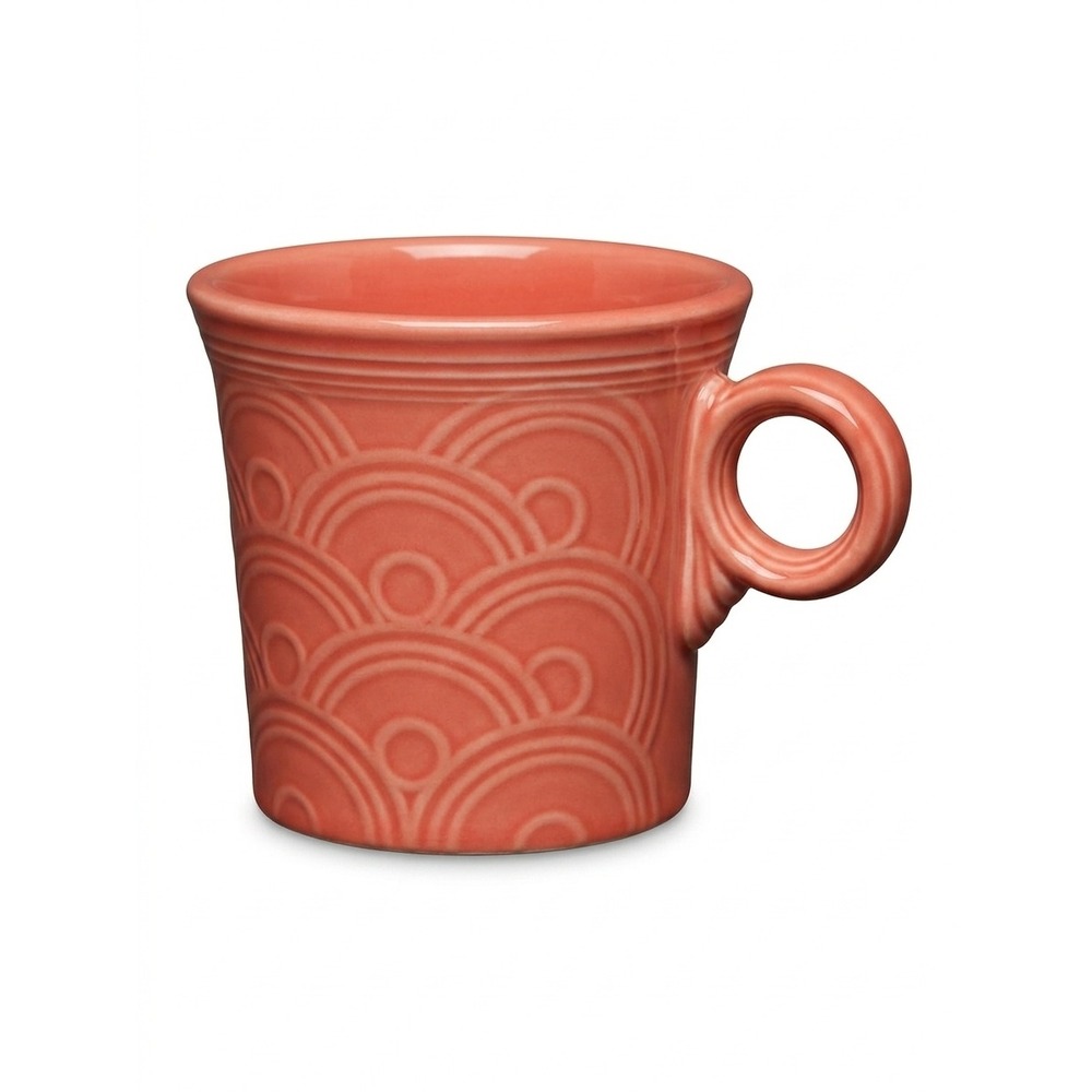 Fiesta Persimmon Embossed‎ Fan Mug Homer Laughlin Retired Ring Handle USA